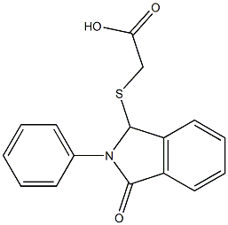 [(2-フェニル-3-オキソ-2,3-ジヒドロ-1H-イソインドール-1-イル)チオ]酢酸 化学構造式