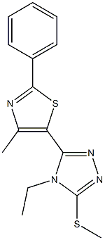 4-ethyl-5-(4-methyl-2-phenyl-1,3-thiazol-5-yl)-4H-1,2,4-triazol-3-yl methyl sulfide Structure