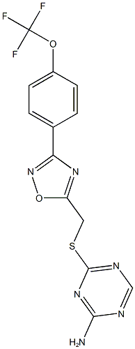 4-[({3-[4-(trifluoromethoxy)phenyl]-1,2,4-oxadiazol-5-yl}methyl)sulfanyl]-1,3,5-triazin-2-amine Structure