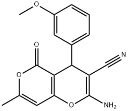 2-amino-4-(3-methoxyphenyl)-7-methyl-5-oxo-4H,5H-pyrano[3,2-c]pyran-3-carbonitrile,300388-42-5,结构式