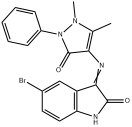 (3Z)-5-bromo-3-[(1,5-dimethyl-3-oxo-2-phenyl-2,3-dihydro-1H-pyrazol-4-yl)imino]-2,3-dihydro-1H-indol-2-one Structure