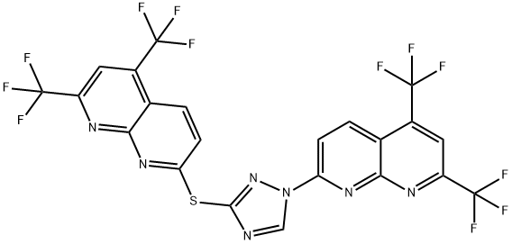 1,8-Naphthyridine,7-[3-[[5,7-bis(trifluoromethyl)-1,8-naphthyridin-2-yl]thio]-1H-1,2,4-triazol-1-yl]-2,4-bis(trifluoromethyl)-(9CI) Structure