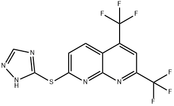 1,8-Naphthyridine,7-(1H-1,2,4-triazol-3-ylthio)-2,4-bis(trifluoromethyl)-(9CI) Structure