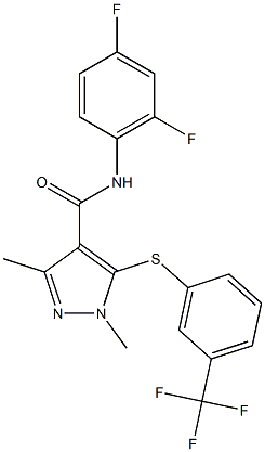 N-(2,4-difluorophenyl)-1,3-dimethyl-5-{[3-(trifluoromethyl)phenyl]sulfanyl}-1H-pyrazole-4-carboxamide 结构式