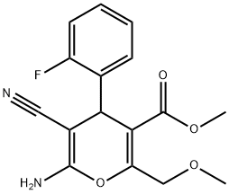 methyl 6-amino-5-cyano-4-(2-fluorophenyl)-2-(methoxymethyl)-4H-pyran-3-carboxylate Structure