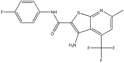 3-amino-N-(4-fluorophenyl)-6-methyl-4-(trifluoromethyl)thieno[2,3-b]pyridine-2-carboxamide,,结构式