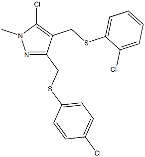 (5-chloro-3-{[(4-chlorophenyl)sulfanyl]methyl}-1-methyl-1H-pyrazol-4-yl)methyl 2-chlorophenyl sulfide,,结构式