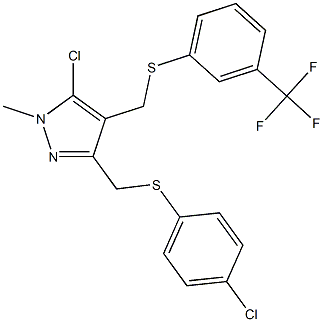 (5-chloro-3-{[(4-chlorophenyl)sulfanyl]methyl}-1-methyl-1H-pyrazol-4-yl)methyl 3-(trifluoromethyl)phenyl sulfide Structure