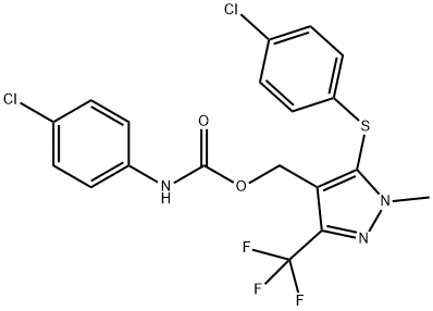 [5-[(4-chlorophenyl)sulfanyl]-1-methyl-3-(trifluoromethyl)-1H-pyrazol-4-yl]methyl N-(4-chlorophenyl)carbamate 结构式