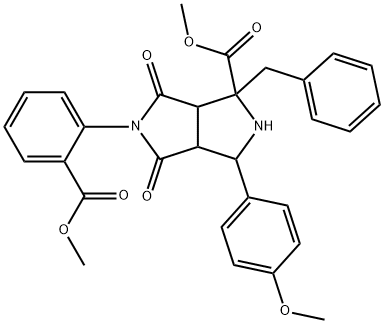 methyl 1-benzyl-5-[2-(methoxycarbonyl)phenyl]-3-(4-methoxyphenyl)-4,6-dioxooctahydropyrrolo[3,4-c]pyrrole-1-carboxylate 结构式