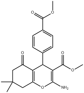 methyl 2-amino-4-[4-(methoxycarbonyl)phenyl]-7,7-dimethyl-5-oxo-5,6,7,8-tetrahydro-4H-chromene-3-carboxylate 结构式