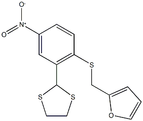 2-({[2-(1,3-dithiolan-2-yl)-4-nitrophenyl]sulfanyl}methyl)furan,,结构式