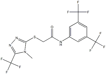 N-[3,5-bis(trifluoromethyl)phenyl]-2-{[4-methyl-5-(trifluoromethyl)-4H-1,2,4-triazol-3-yl]sulfanyl}acetamide,,结构式