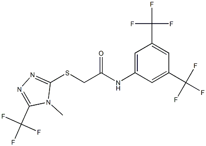 N-[3,5-bis(trifluoromethyl)phenyl]-2-{[4-methyl-5-(trifluoromethyl)-4H-1,2,4-triazol-3-yl]sulfanyl}acetamide 结构式