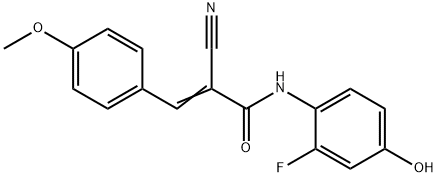 (2E)-2-cyano-N-(2-fluoro-4-hydroxyphenyl)-3-(4-methoxyphenyl)prop-2-enamide 化学構造式