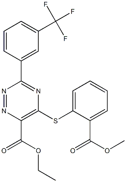 ethyl 5-{[2-(methoxycarbonyl)phenyl]sulfanyl}-3-[3-(trifluoromethyl)phenyl]-1,2,4-triazine-6-carboxylate Struktur