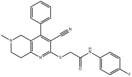 2-[(3-cyano-6-methyl-4-phenyl-5,6,7,8-tetrahydro[1,6]naphthyridin-2-yl)sulfanyl]-N-(4-fluorophenyl)acetamide|