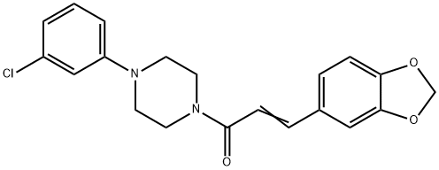 (2E)-3-(2H-1,3-benzodioxol-5-yl)-1-[4-(3-chlorophenyl)piperazin-1-yl]prop-2-en-1-one Struktur