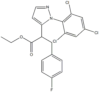 ethyl 3-(4-fluorophenyl)-2-[1-(2,4,6-trichlorophenyl)-1H-pyrazol-5-yl]propanoate Struktur