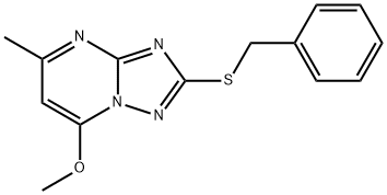 2-(benzylsulfanyl)-5-methyl[1,2,4]triazolo[1,5-a]pyrimidin-7-yl methyl ether Struktur
