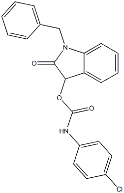 1-benzyl-2-oxo-2,3-dihydro-1H-indol-3-yl N-(4-chlorophenyl)carbamate 结构式