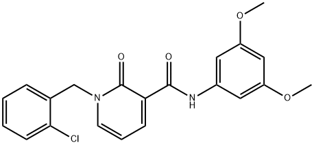 1-[(2-chlorophenyl)methyl]-N-(3,5-dimethoxyphenyl)-2-oxo-1,2-dihydropyridine-3-carboxamide 化学構造式