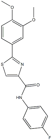 2-(3,4-dimethoxyphenyl)-N-(4-fluorophenyl)-1,3-thiazole-4-carboxamide 化学構造式