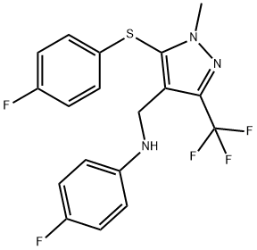 4-fluoro-N-{[5-[(4-fluorophenyl)sulfanyl]-1-methyl-3-(trifluoromethyl)-1H-pyrazol-4-yl]methyl}aniline Structure
