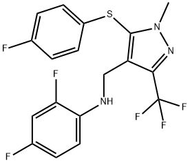 2,4-difluoro-N-{[5-[(4-fluorophenyl)sulfanyl]-1-methyl-3-(trifluoromethyl)-1H-pyrazol-4-yl]methyl}aniline Structure