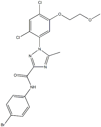 N-(4-bromophenyl)-1-[2,4-dichloro-5-(2-methoxyethoxy)phenyl]-5-methyl-1H-1,2,4-triazole-3-carboxamide 化学構造式