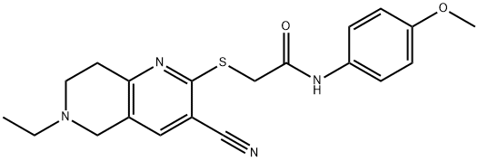 2-[(3-cyano-6-ethyl-5,6,7,8-tetrahydro[1,6]naphthyridin-2-yl)sulfanyl]-N-(4-methoxyphenyl)acetamide,445222-25-3,结构式