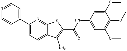 3-amino-6-(pyridin-4-yl)-N-(3,4,5-trimethoxyphenyl)thieno[2,3-b]pyridine-2-carboxamide 化学構造式