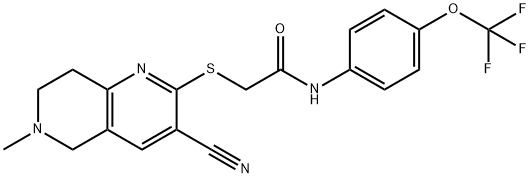 2-[(3-cyano-6-methyl-5,6,7,8-tetrahydro[1,6]naphthyridin-2-yl)sulfanyl]-N-[4-(trifluoromethoxy)phenyl]acetamide Struktur