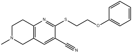 6-methyl-2-[(2-phenoxyethyl)sulfanyl]-5,6,7,8-tetrahydro[1,6]naphthyridine-3-carbonitrile Struktur