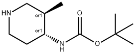 Carbamic acid, [(3R,4R)-3-methyl-4-piperidinyl]-, 1,1-dimethylethyl ester, rel-, 473839-07-5, 结构式