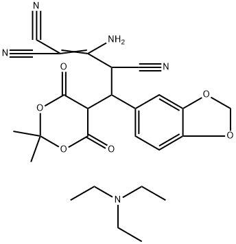 2-AMINO-4-(1,3-BENZODIOXOL-5-YL)-4-(2,2-DIMETHYL-4,6-DIOXO-1,3-DIOXAN-5-YL)-1-BUTENE-1,1,3-TRICARBONITRILE, TRIETHYLAMINE SALT 结构式