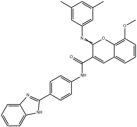 (2Z)-N-[4-(1H-1,3-benzodiazol-2-yl)phenyl]-2-[(3,5-dimethylphenyl)imino]-8-methoxy-2H-chromene-3-carboxamide Structure