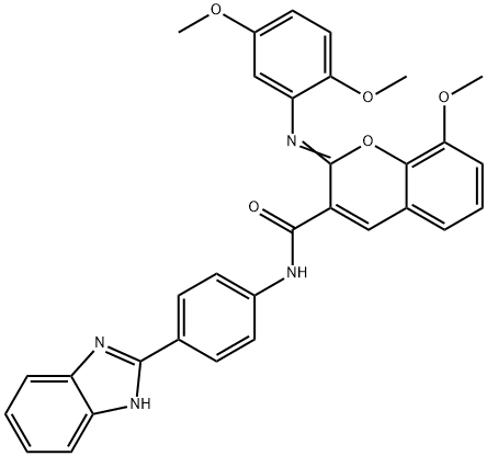 (2Z)-N-[4-(1H-1,3-benzodiazol-2-yl)phenyl]-2-[(2,5-dimethoxyphenyl)imino]-8-methoxy-2H-chromene-3-carboxamide,478343-01-0,结构式