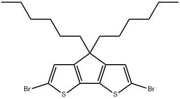 2,6-ジブロモ-4,4-ジヘキシルシクロペンタ[2,1-B;3,4-B']ジチオフェン 化学構造式