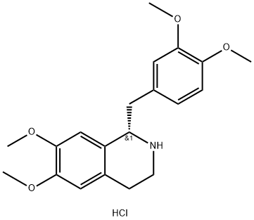 (1S)-1-[(3,4-dimethoxyphenyl)methyl]-6,7-dimethoxy-1,2,3,4-tetrahydroisoquinoline hydrochloride Struktur