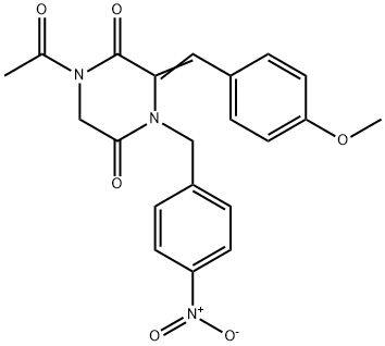 (3E)-1-acetyl-3-[(4-methoxyphenyl)methylidene]-4-[(4-nitrophenyl)methyl]piperazine-2,5-dione,551930-75-7,结构式