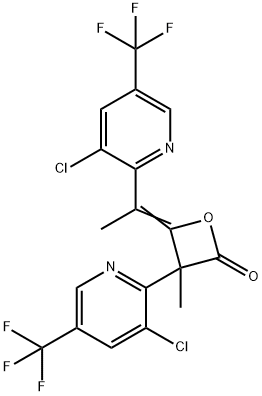 (4Z)-3-[3-chloro-5-(trifluoromethyl)pyridin-2-yl]-4-{1-[3-chloro-5-(trifluoromethyl)pyridin-2-yl]ethylidene}-3-methyloxetan-2-one 结构式