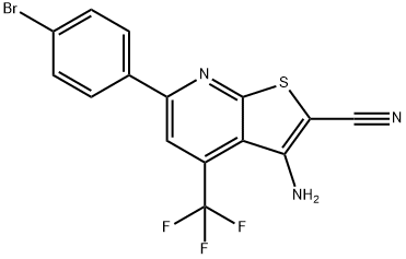 3-amino-6-(4-bromophenyl)-4-(trifluoromethyl)thieno[2,3-b]pyridine-2-carbonitrile Structure