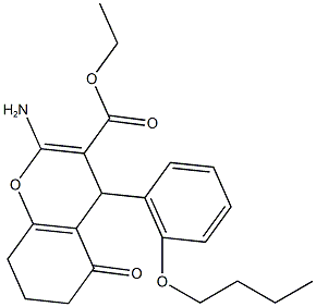 ethyl 2-amino-4-(2-butoxyphenyl)-5-oxo-5,6,7,8-tetrahydro-4H-chromene-3-carboxylate Structure