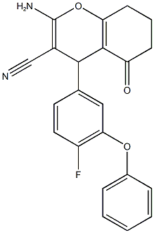 2-amino-4-(4-fluoro-3-phenoxyphenyl)-5-oxo-5,6,7,8-tetrahydro-4H-chromene-3-carbonitrile 结构式