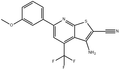3-amino-6-(3-methoxyphenyl)-4-(trifluoromethyl)thieno[2,3-b]pyridine-2-carbonitrile,625377-35-7,结构式