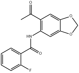 N-(6-acetyl-2H-1,3-benzodioxol-5-yl)-2-fluorobenzamide,666818-14-0,结构式