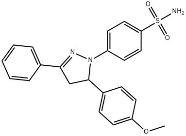 4-[3-フェニル-5-(4-メトキシフェニル)-4,5-ジヒドロ-1H-ピラゾール-1-イル]ベンゼンスルホンアミド 化学構造式