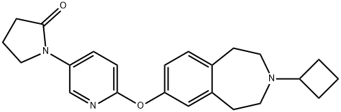 1-(6-((3-シクロブチル-2,3,4,5-テトラヒドロ-1H-ベンゾ[D]アゼピン-7-イル)オキシ)ピリジン-3-イル)ピロリジン-2-オン 化学構造式