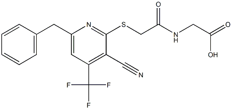 [({[6-benzyl-3-cyano-4-(trifluoromethyl)-2-pyridinyl]sulfanyl}acetyl)amino]acetic acid Struktur